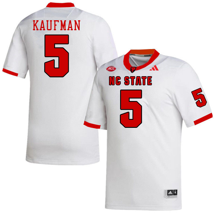 Men #5 Donovan Kaufman NC State Wolfpack College Football Jerseys Stitched-White